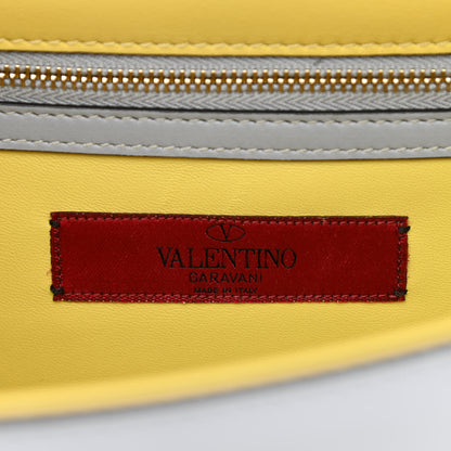Valentino Garavani Vitello Watercolor Medium Glam Lock Rockstud Flap Rose Green Yellow Sky 6 of 11