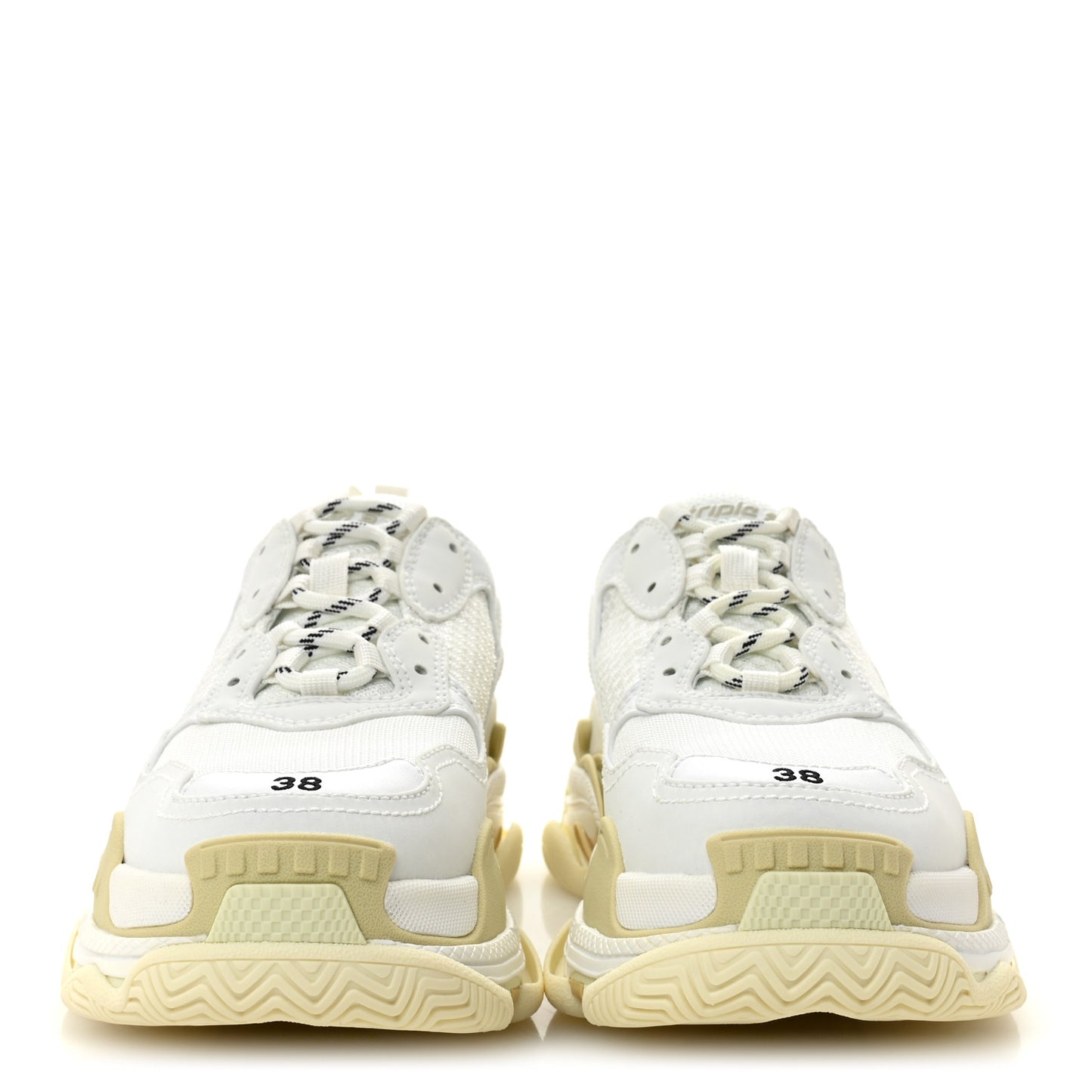 Fabric Mesh Womens Triple S Sneakers 38 White