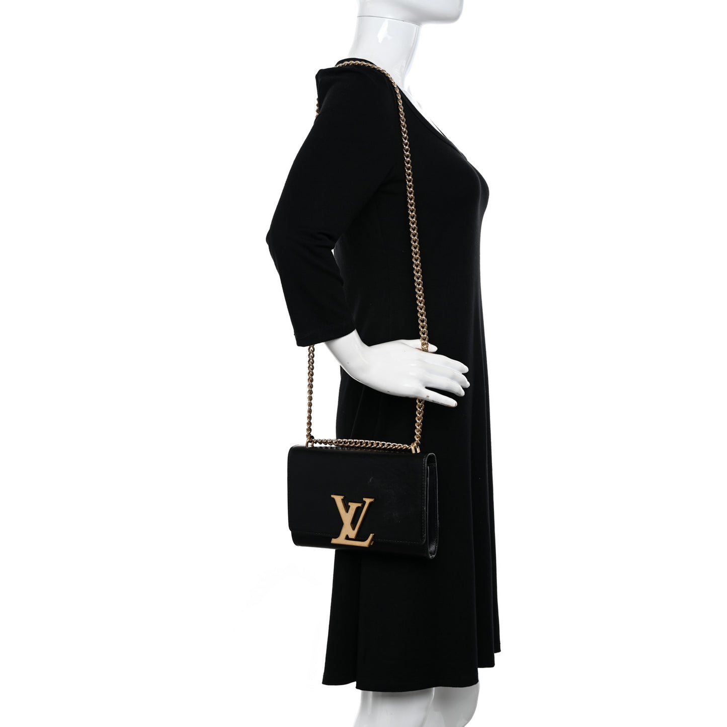 Calfskin Chain Louise MM Black