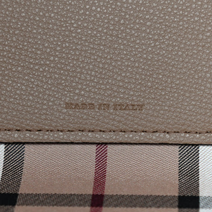 Burberry Grainy Calfskin Haymarket Check Medium Reversible Tote Camel 9 of 15