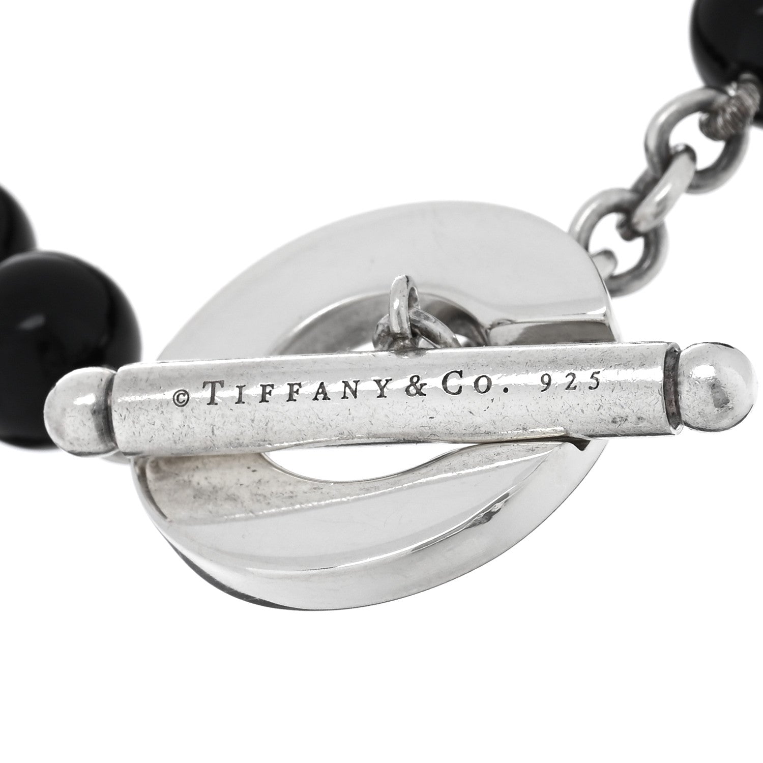 Tiffany Sterling Silver Black Onyx Bead Toggle Bracelet 3 of 4