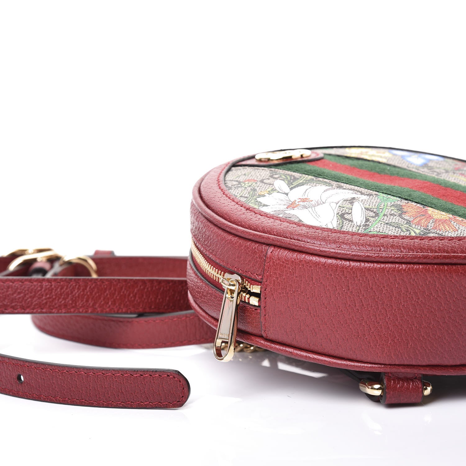 Gucci GG Supreme Monogram Web Flora Mini Ophidia Round Backpack Red 5 of 10
