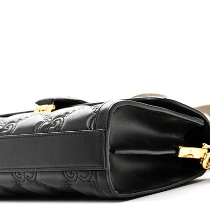 Gucci Calfskin GG Matelasse Small Flap Shoulder Bag Black Natural 10 of 10