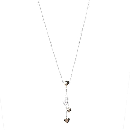 Tiffany 18K White Yellow Gold Heart Lariat Necklace 1 of 6