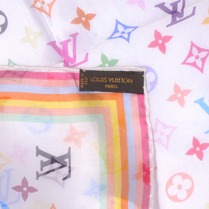 Louis Vuitton Silk Monogram Multicolor Square Scarf White 3 of 3