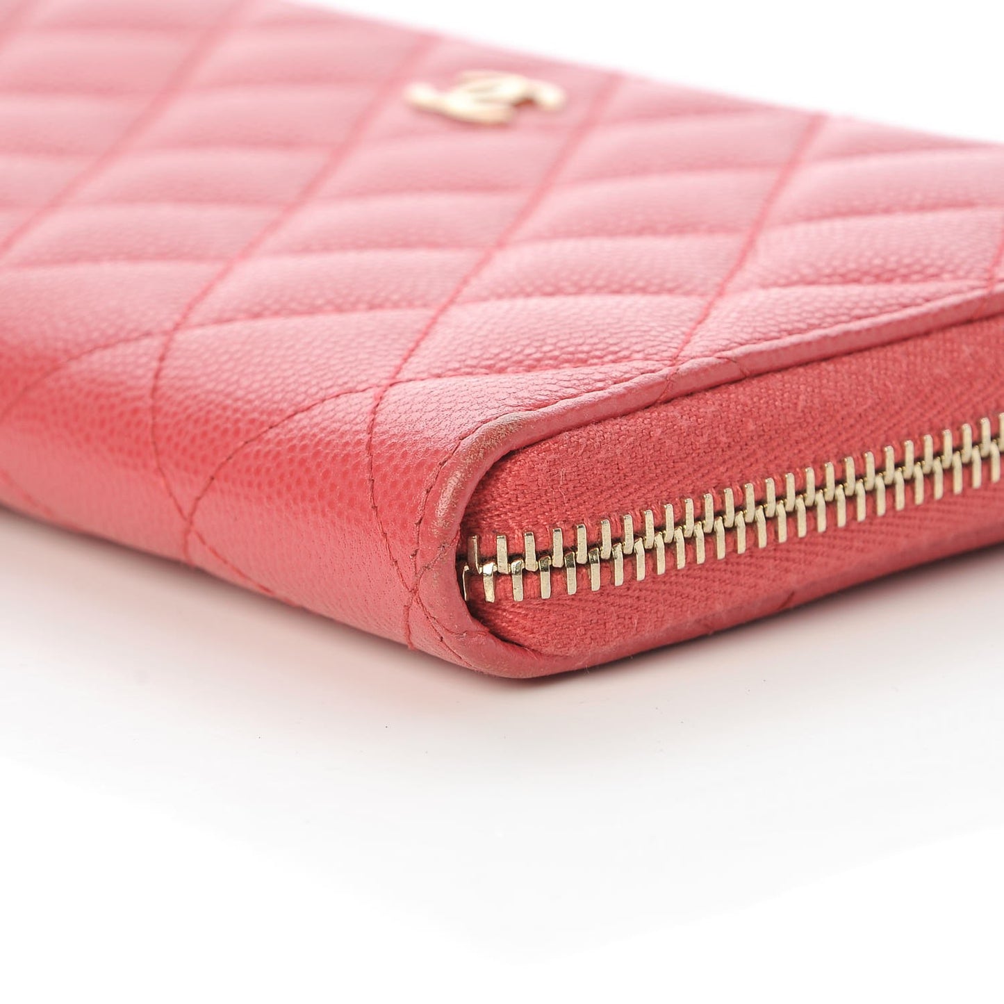 Caviar Quilted Large Gusset Zip Around Wallet Pink
