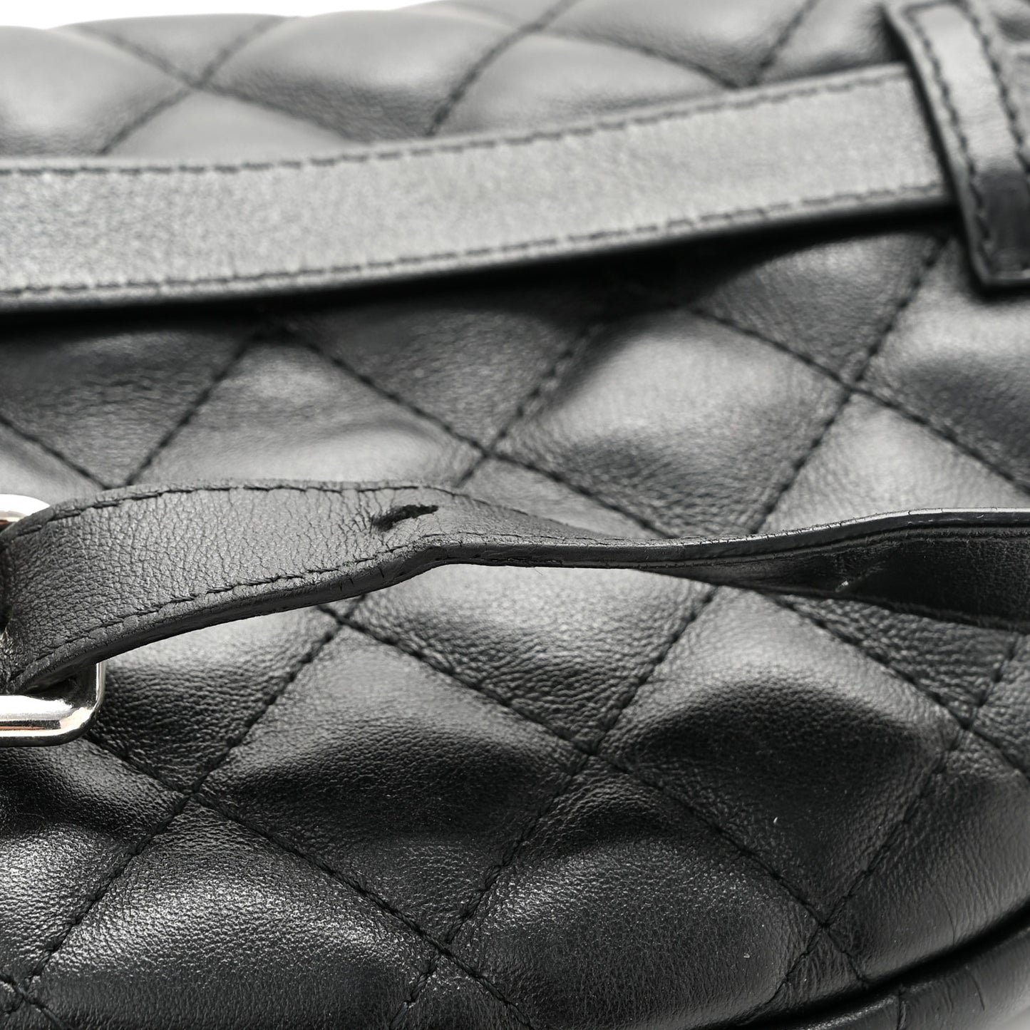 Calfskin Quilted Waist Belt Bag Black