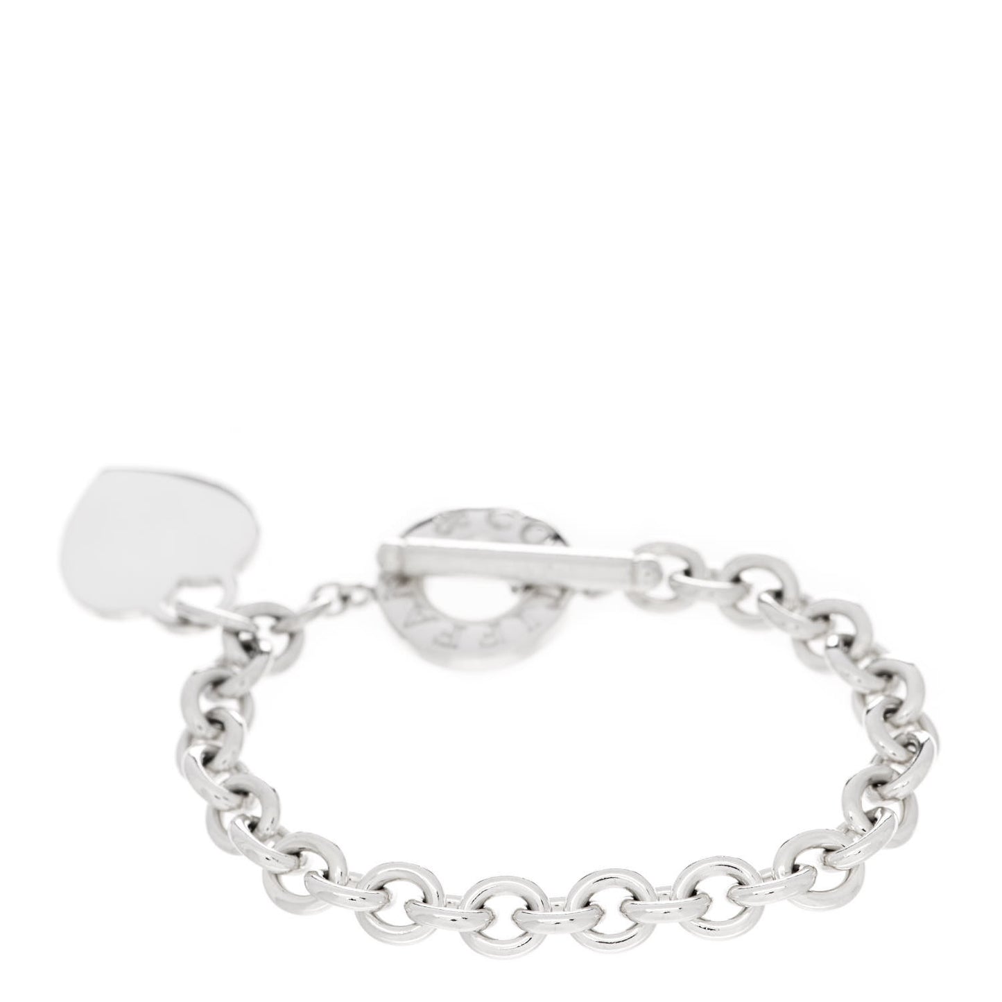 Sterling Silver Heart Tag Toggle Bracelet