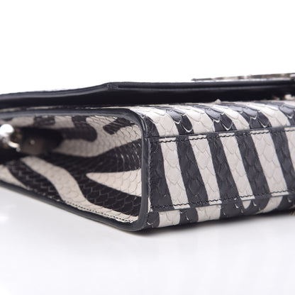 Saint Laurent Python Calfskin Embossed Zebra Print Medium Kate Tassel Satchel Black 9 of 10