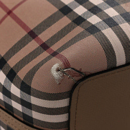 Burberry Grainy Calfskin Haymarket Check Medium Reversible Tote Camel 10 of 16