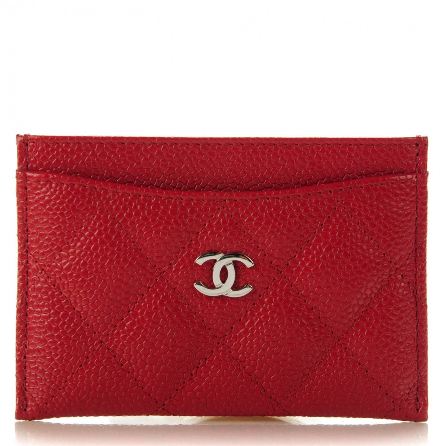 Chanel Caviar Quilted Card Holder Red 1 of 7
