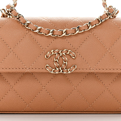 Chanel Caviar Quilted Chain Match Top Handle Phone Holder With Chain Beige 7 of 10