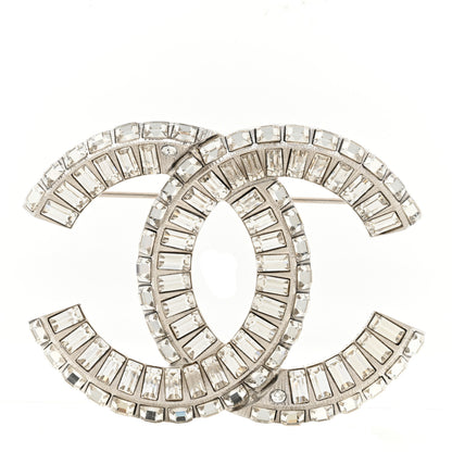 Chanel Baguette Crystal CC Brooch Silver 1 of 3