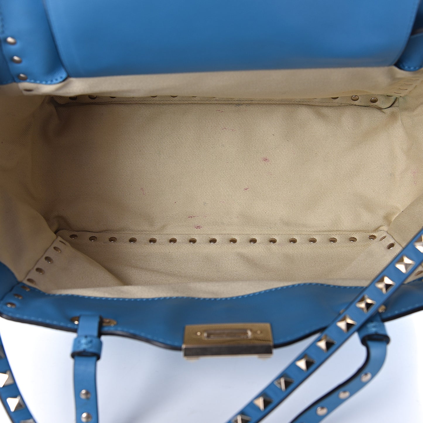 Vitello Small Rockstud Tote Light Blue