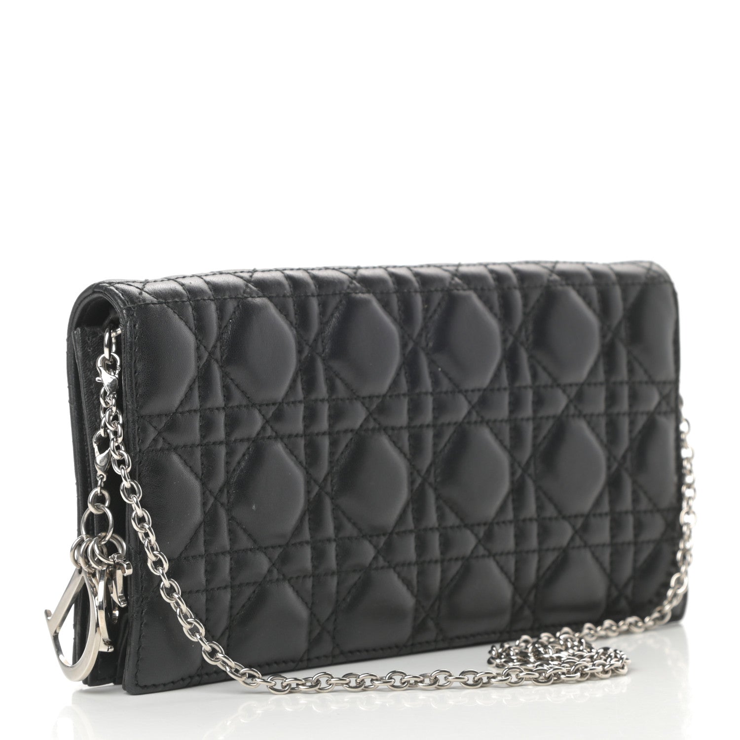 Christian Dior Lambskin Cannage Lady Dior Convertible Clutch Black 3 of 14