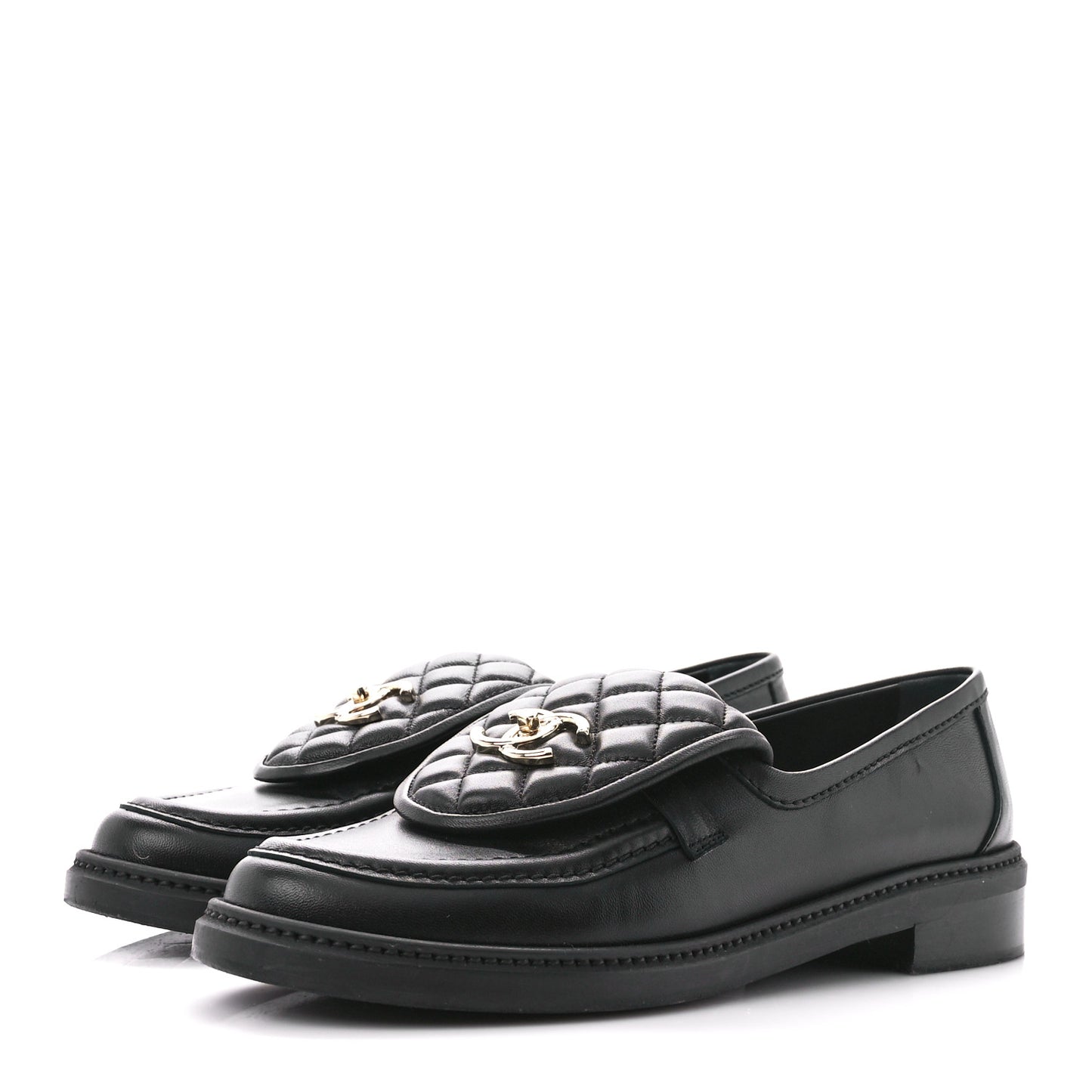 Lambskin Quilted CC Turnlock Loafers 40 Black