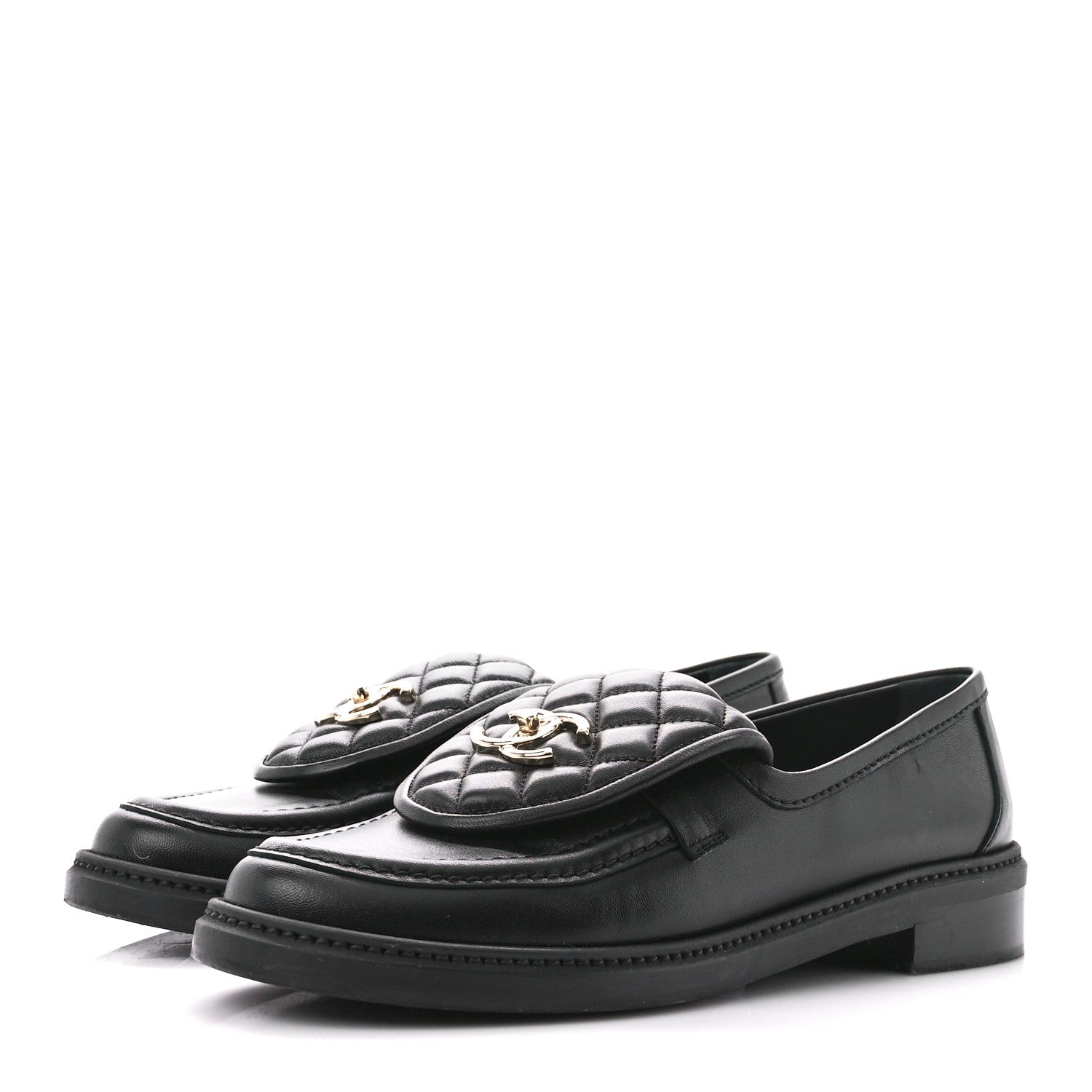Chanel Lambskin Quilted CC Turnlock Loafers 40 Black 3 of 10