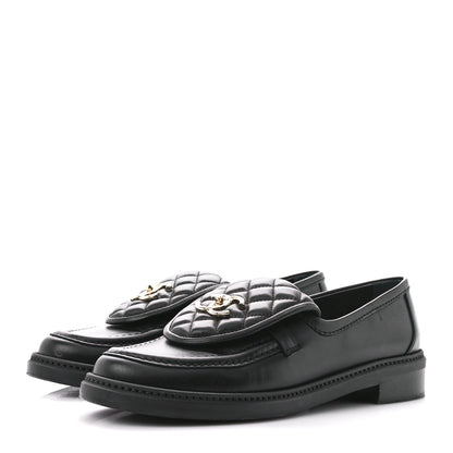 Chanel Lambskin Quilted CC Turnlock Loafers 40 Black 3 of 10