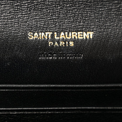 Saint Laurent Lambskin Matelasse Monogram Vicky Tri-Fold Wallet Black 6 of 8