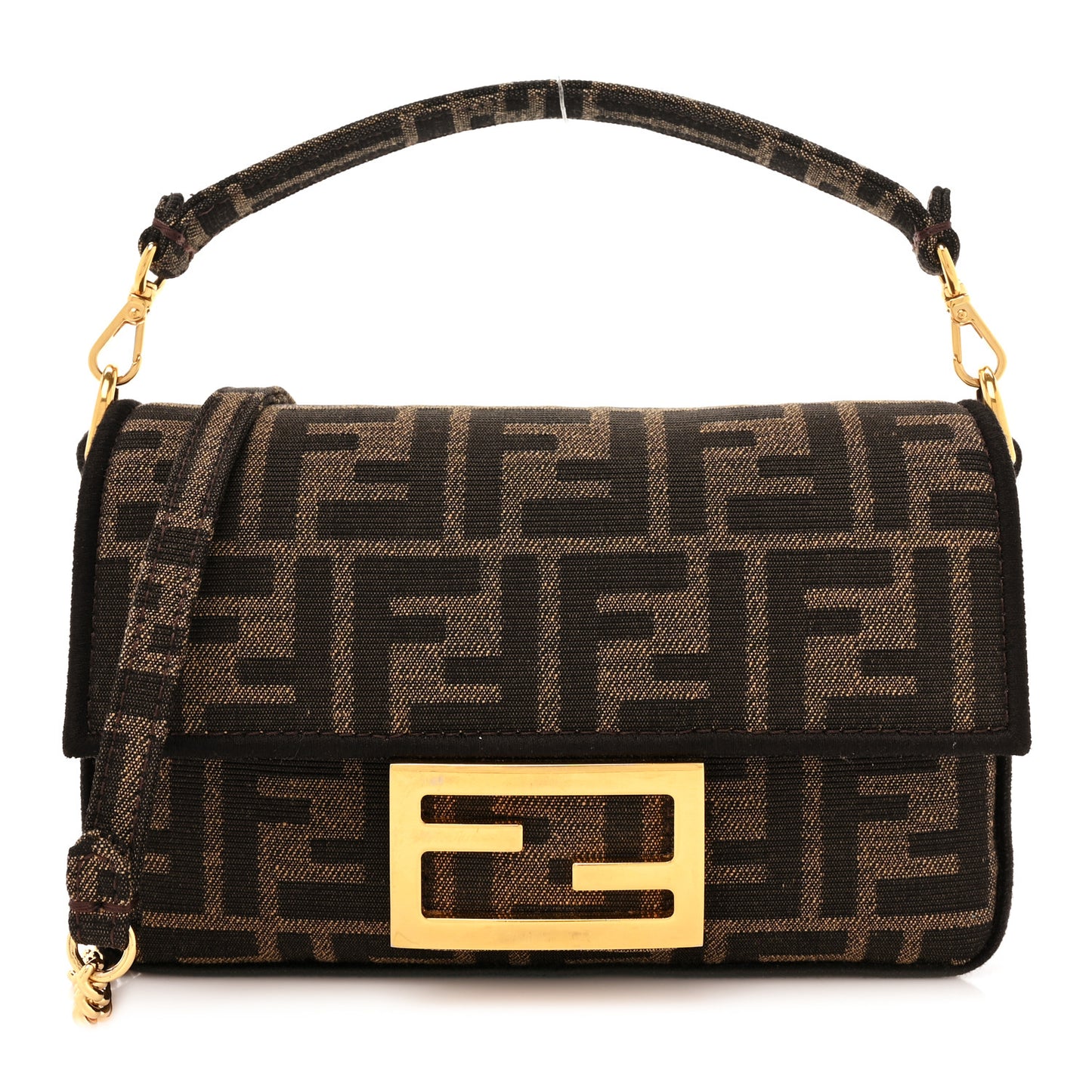 Fabric Jacquard FF 1974 Mini Baguette Tobacco Moro Black