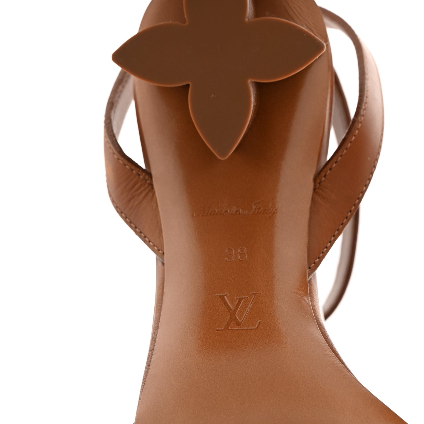 Calfskin Perforated Monogram Silhouette Sandals 38 Gold