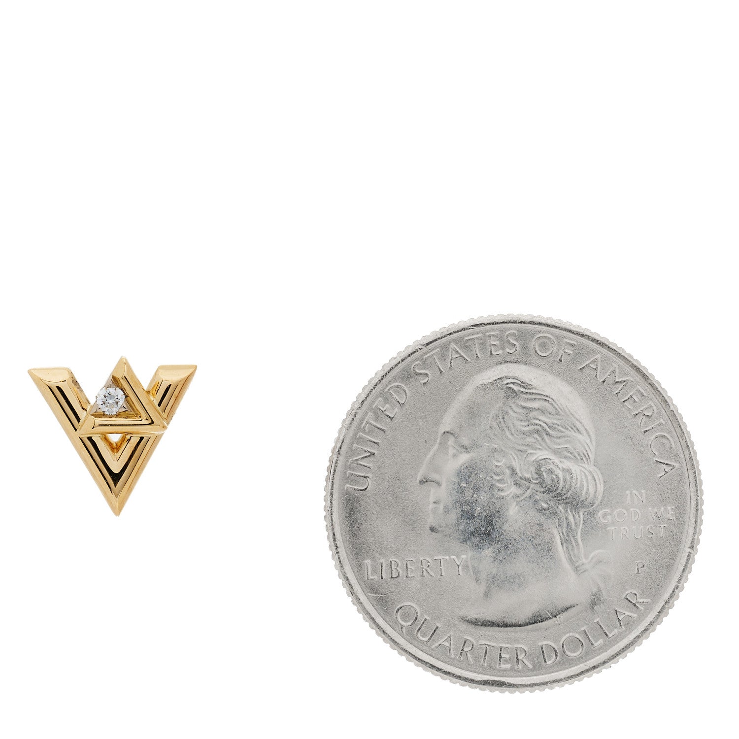 Louis Vuitton 18K Yellow Gold Diamond LV Volt Single Stud Earring 2 of 5