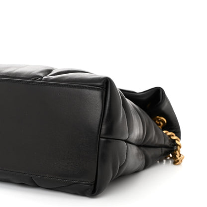 Saint Laurent Lambskin Quilted Medium Loulou Puffer Monogram Chain Satchel Black 10 of 11