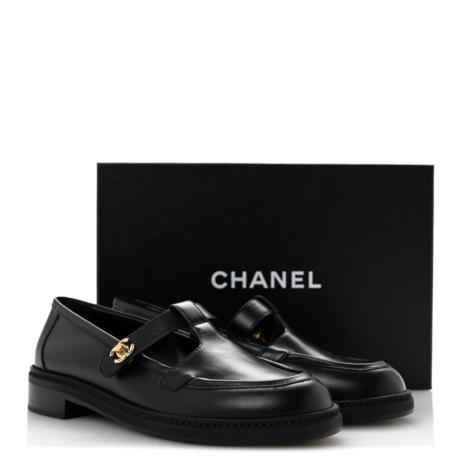 Chanel Calfskin CC Turnlock Moccasin Loafers 39 Black 10 of 10