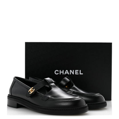Chanel Calfskin CC Turnlock Moccasin Loafers 39 Black 10 of 10