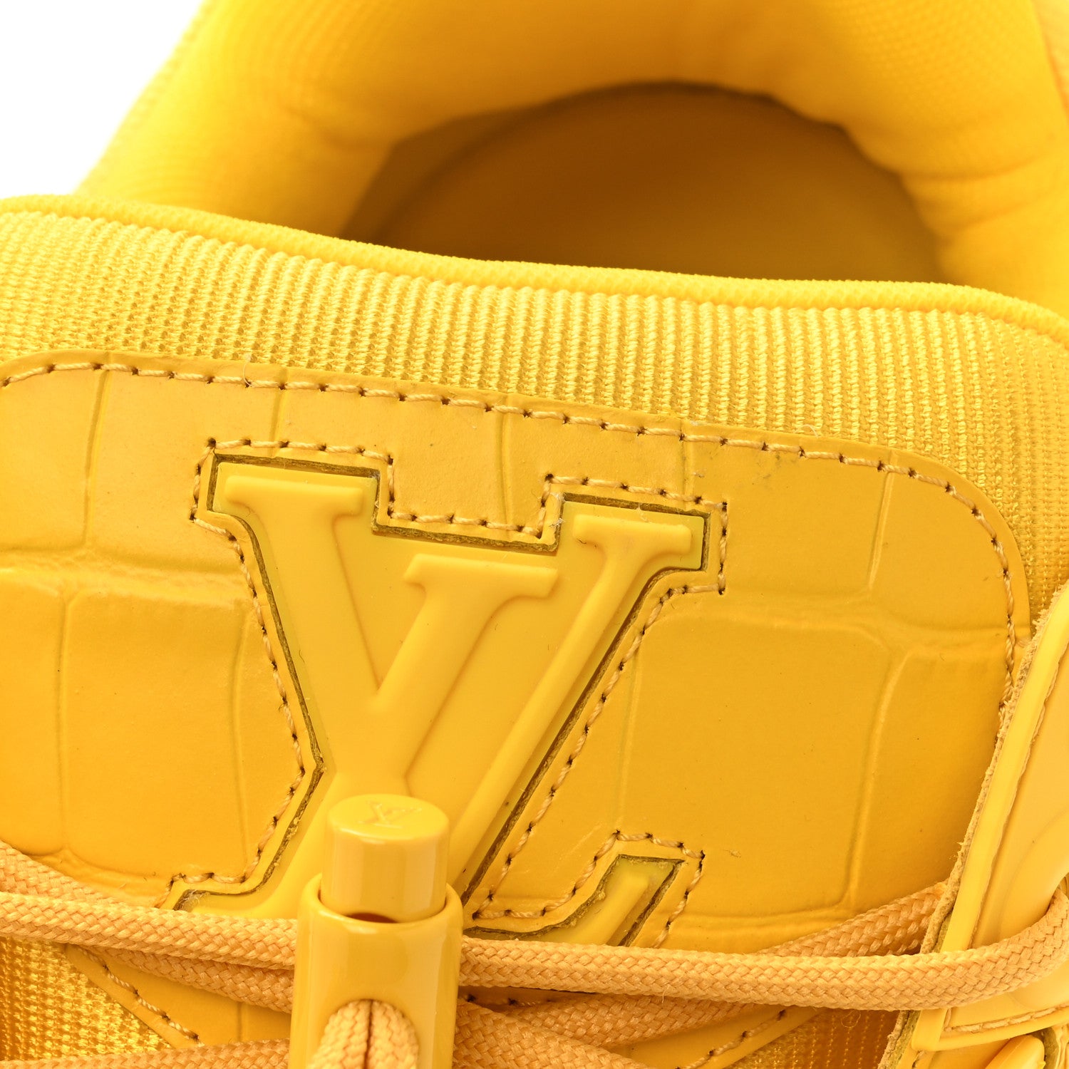 Louis Vuitton Calfskin Alligator Embossed Mens LV Trainer Maxi Sneakers 6 Yellow 11 of 13