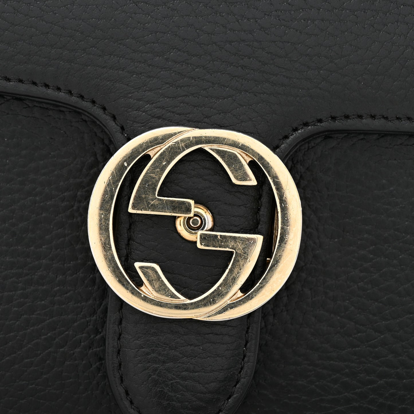 Dollar Calfskin Small Interlocking G Shoulder Bag Black