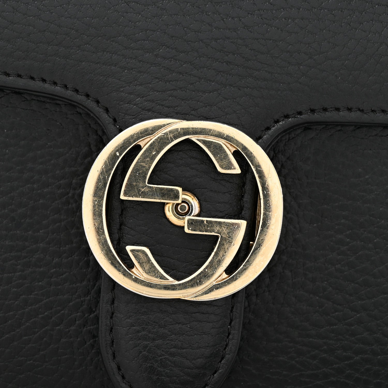 Gucci Dollar Calfskin Small Interlocking G Shoulder Bag Black 14 of 17
