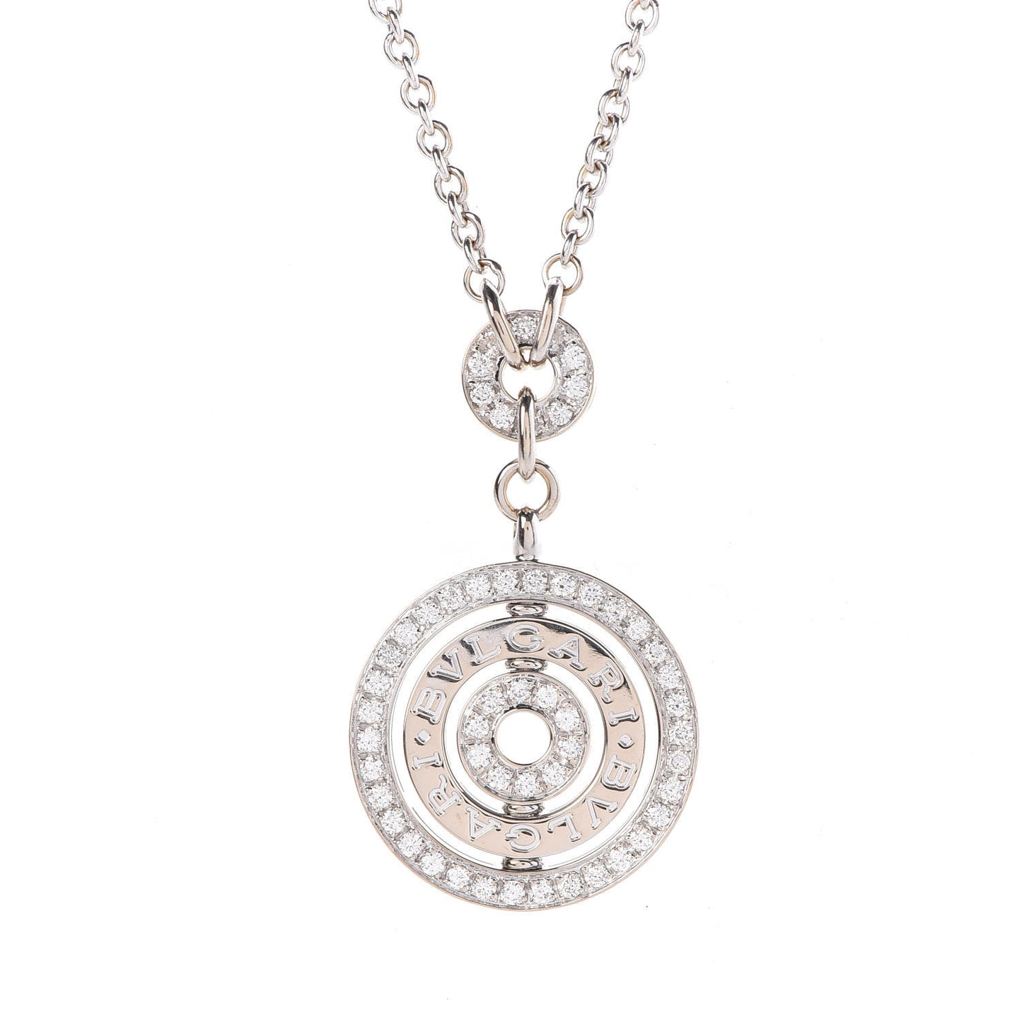 18K White Gold Diamond Astrale Cerchi Pendant Necklace