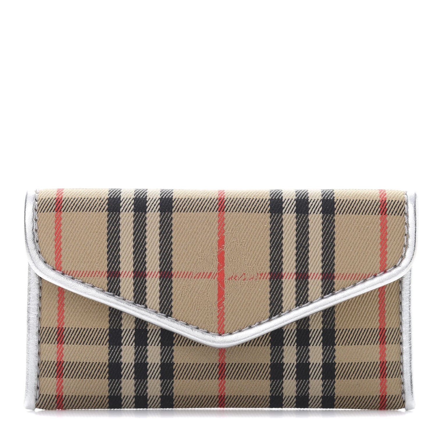 Burberry Smooth Calfskin 1983 Knight Check Envelope Card Case Silver 1 of 7