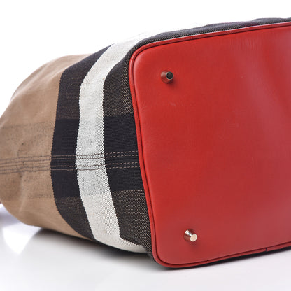 Burberry Canvas Mega Check Medium Ashby Hobo Cadmium Red 10 of 13