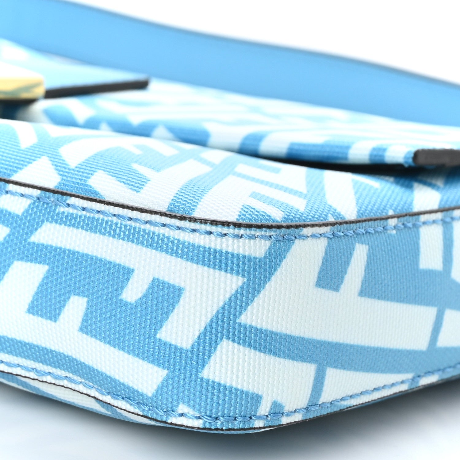 Fendi X SARAH COLEMAN Glazed Canvas Vitello King FF Vertigo Baguette 1997 Cyber Blue White 8 of 8