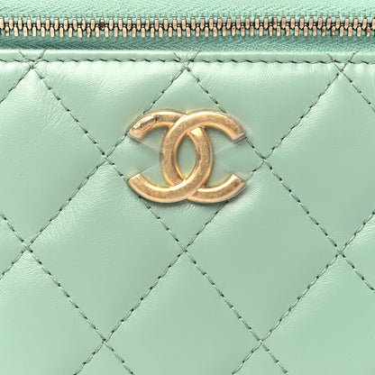Chanel Shiny Calfskin Quilted Small Top Handle Vanity Case With Chain Light Green 8 of 12