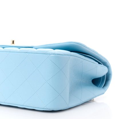 Chanel Caviar Quilted Jumbo Double Flap Light Blue 11 of 12