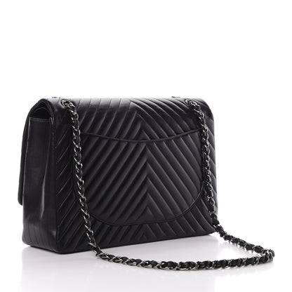 Chanel Lambskin Chevron Quilted Maxi Double Flap Black 4 of 12