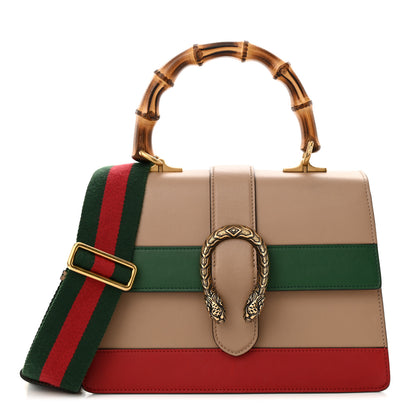Gucci Calfskin Bamboo Web Medium Dionysus Top Handle Bag Camelia Bright Evergreen Hibiscus Red 1 of 15
