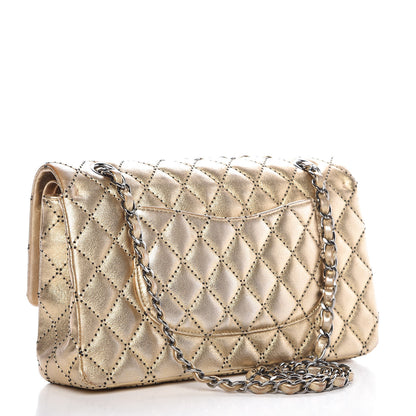 Chanel Metallic Washed Lambskin Quilted Medium Double Flap Dark Gold Black 3 of 18
