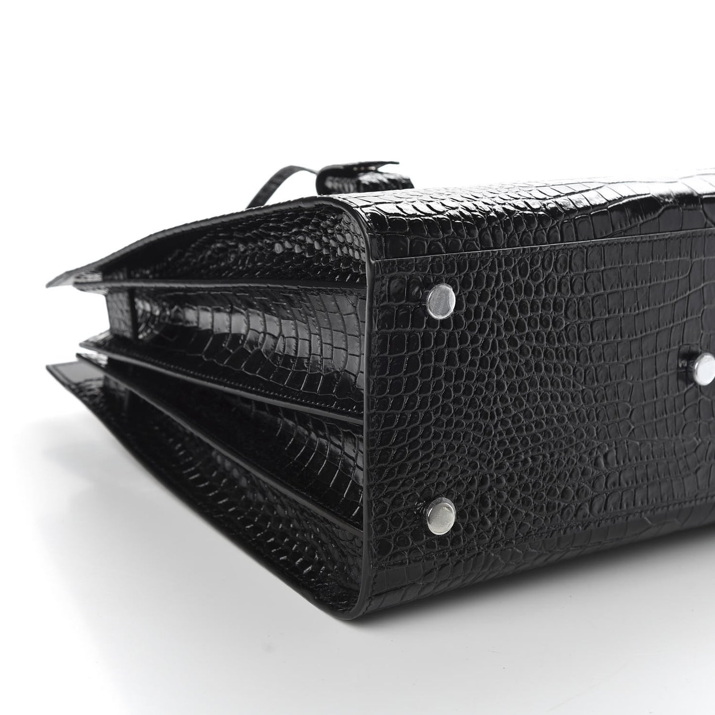 Calfskin Crocodile Embossed Small Sac de Jour Black