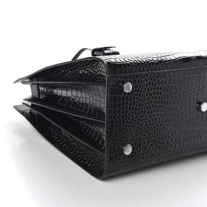 Saint Laurent Calfskin Crocodile Embossed Small Sac de Jour Black 7 of 10