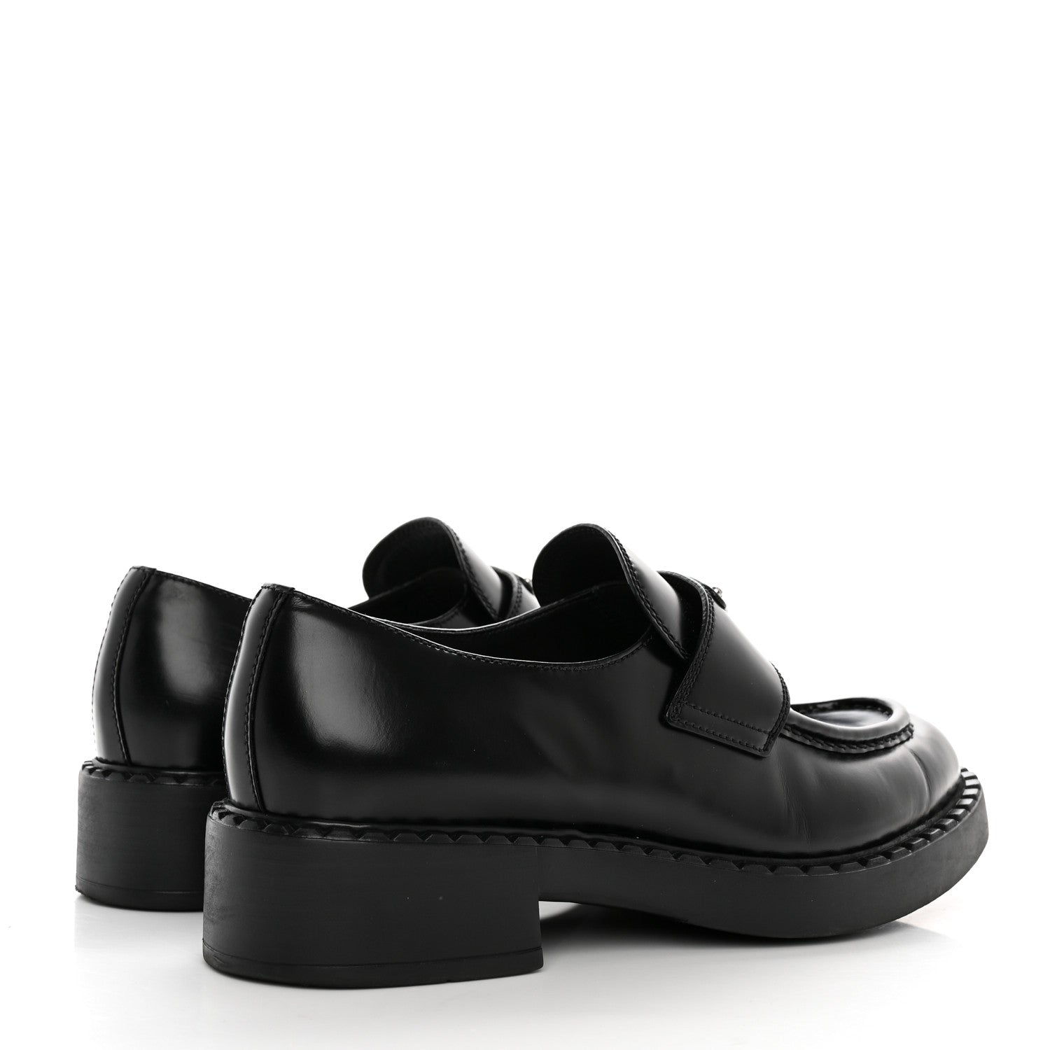 Prada Spazzolato Metal Triangle Logo 50mm Loafers 41 Black 4 of 9