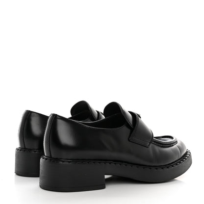 Prada Spazzolato Metal Triangle Logo 50mm Loafers 41 Black 4 of 9