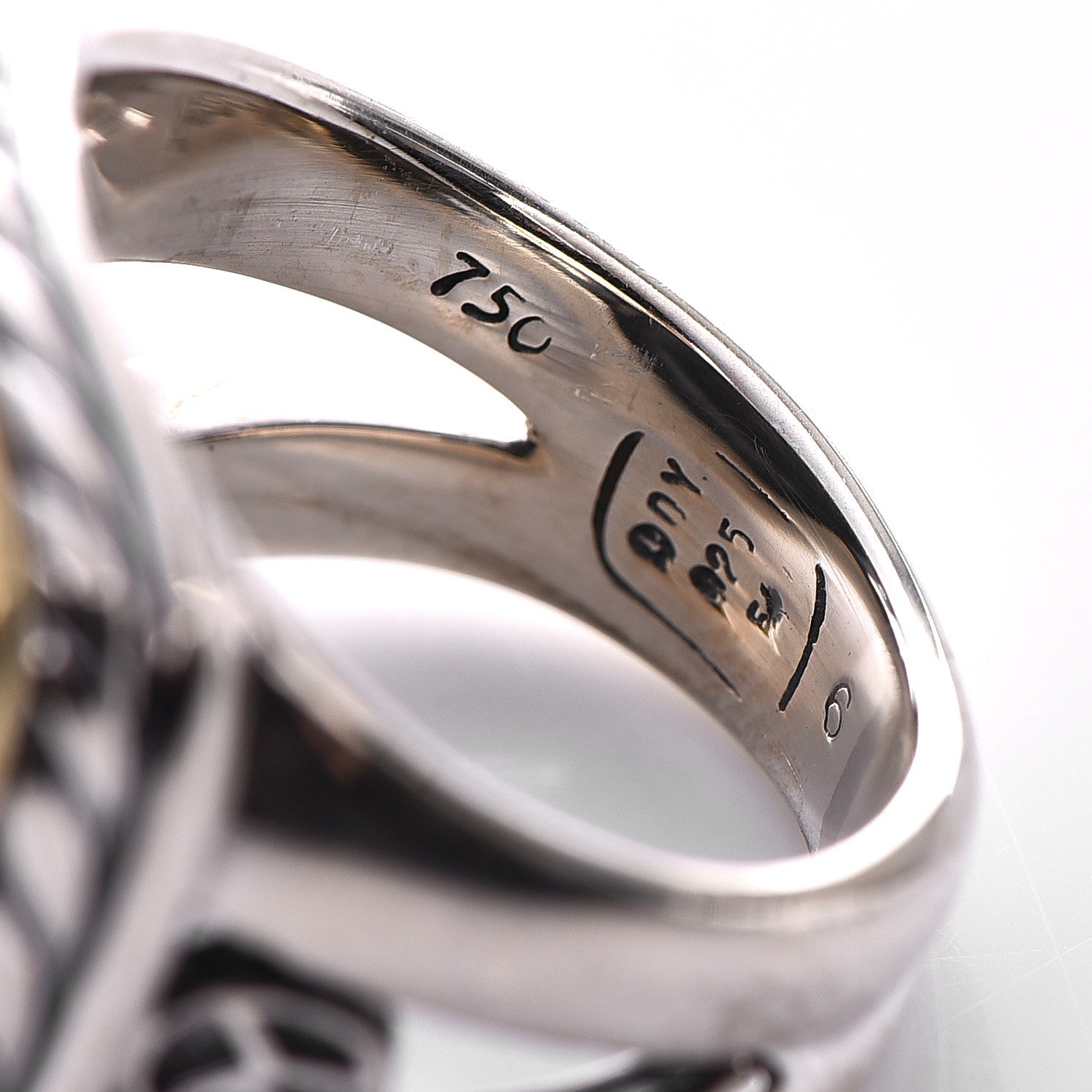 David Yurman Sterling Silver 18K Yellow Gold Diamond Albion Ring 5.75 6 of 6