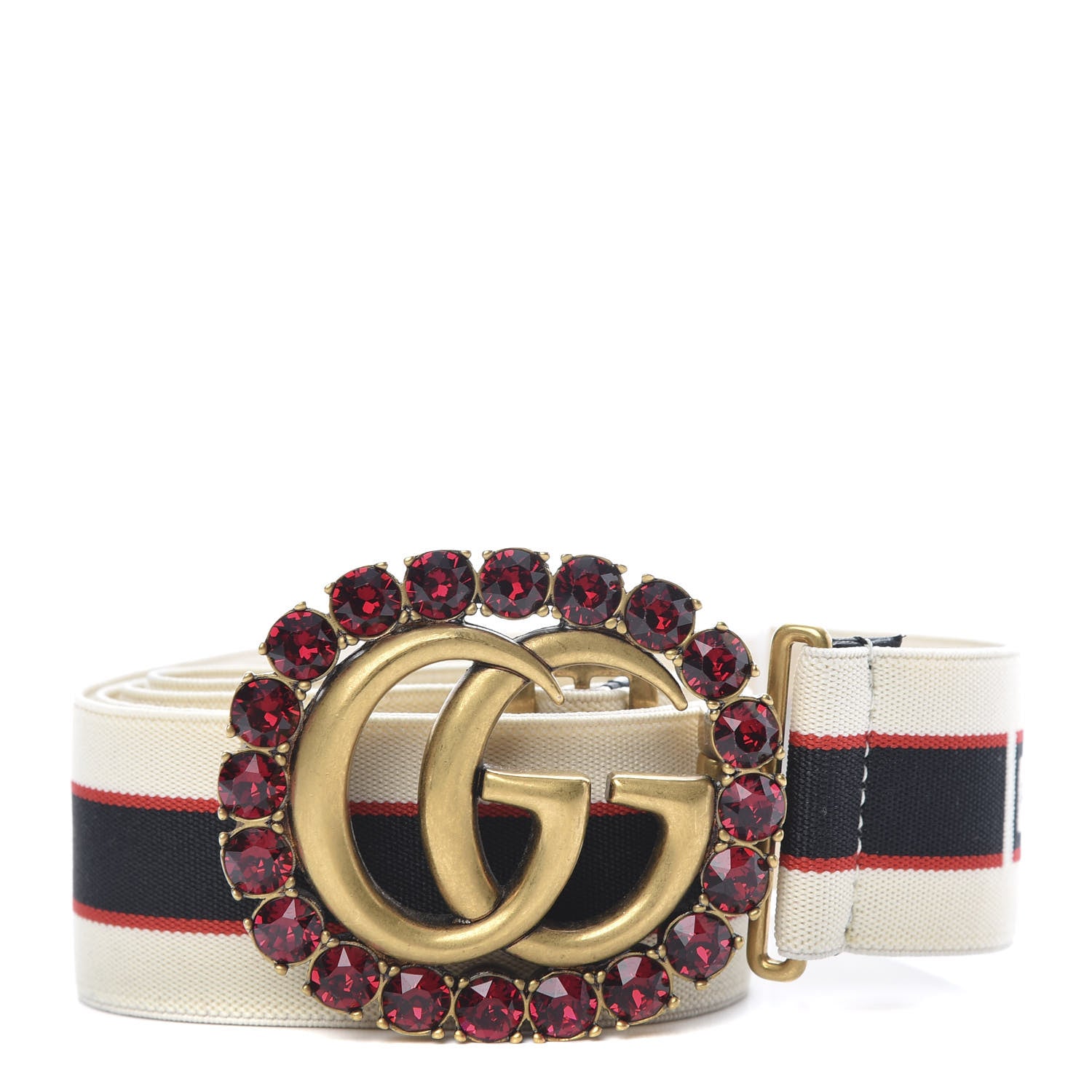 Gucci Jacquard Crystal Stripe Double G Belt 95 38 White 1 of 3