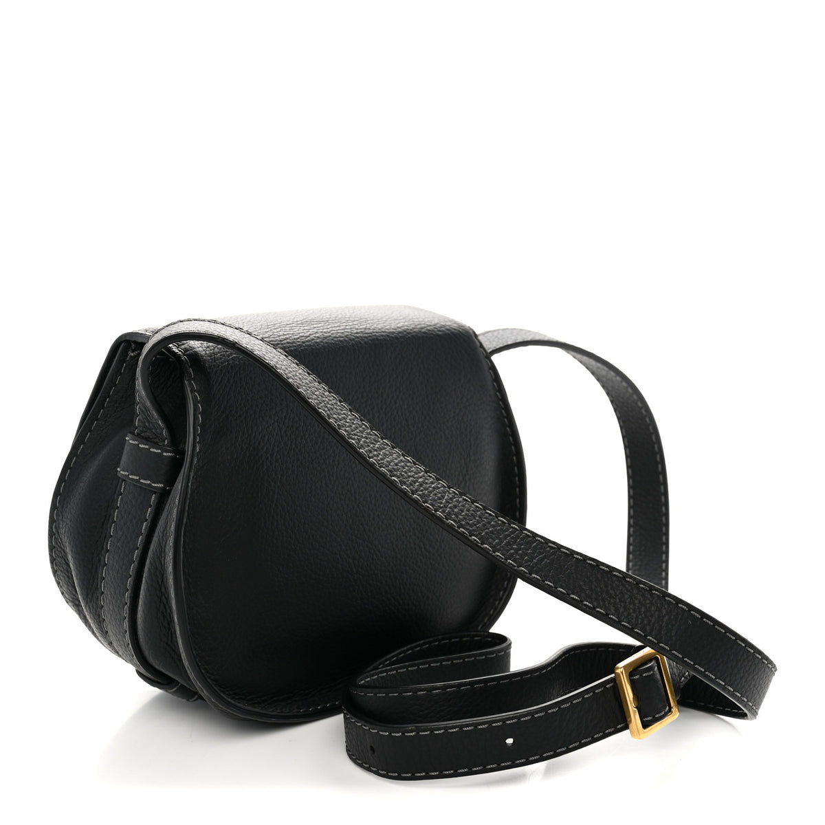 Calfskin Mini Marcie Round Crossbody Bag Black