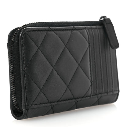 Chanel Pearly Lambskin Quilted Zip Card Holder So Black 3 of 10