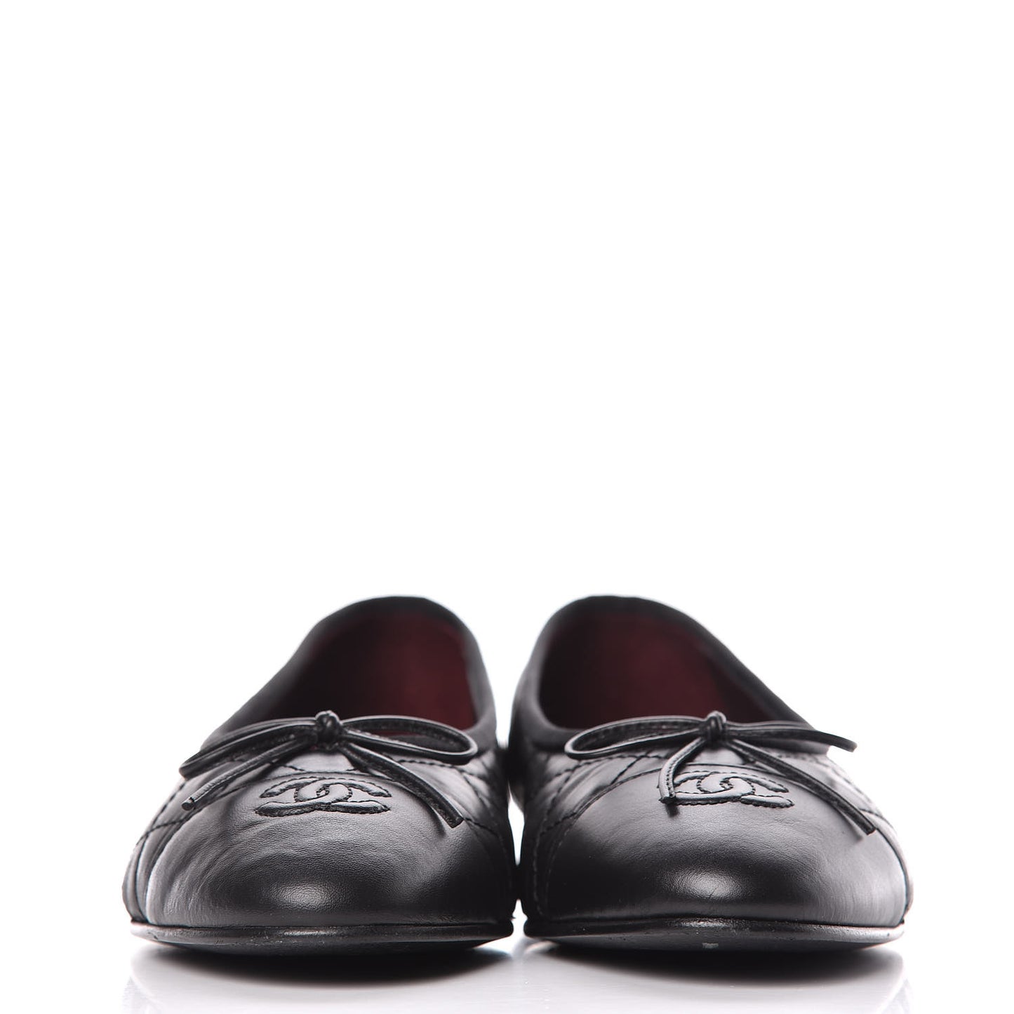 Aged Calfskin Quilted CC Cap Toe Ballerina Flats 40 Black